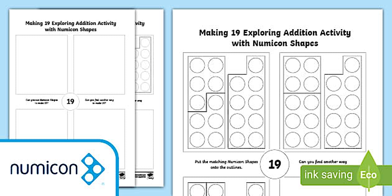 👉 Making 19 Exploring Addition Activity with Numicon Shapes